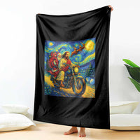 Dirt Bike Motocross Throw Blanket Jesus Santa Christmas Starry Night - Wonder Print Shop