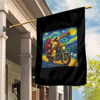 Dirt Bike Motocross Garden Flag Jesus Santa Christmas Starry Night - Wonder Print Shop