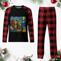 Dirt Bike Motocross Plaid Pajama Set Jesus Santa Christmas Starry Night - Wonder Print Shop