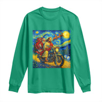 Dirt Bike Motocross Long Sleeve Shirt Jesus Santa Christmas Starry Night - Wonder Print Shop