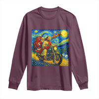 Dirt Bike Motocross Long Sleeve Shirt Jesus Santa Christmas Starry Night - Wonder Print Shop