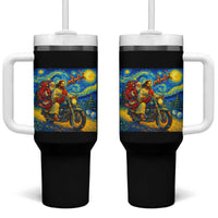 Dirt Bike Motocross Tumbler With Handle Jesus Santa Christmas Starry Night