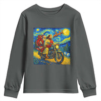 Dirt Bike Motocross Youth Sweatshirt Jesus Santa Christmas Starry Night - Wonder Print Shop