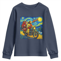 Dirt Bike Motocross Youth Sweatshirt Jesus Santa Christmas Starry Night - Wonder Print Shop