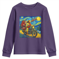 Dirt Bike Motocross Youth Sweatshirt Jesus Santa Christmas Starry Night - Wonder Print Shop