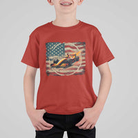 Racing Car T Shirt For Kid Patriotic American Flag Race - Wonder Print Shop