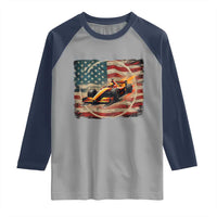 Racing Car Raglan Shirt Patriotic American Flag Race - Wonder Print Shop