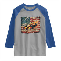 Racing Car Raglan Shirt Patriotic American Flag Race - Wonder Print Shop