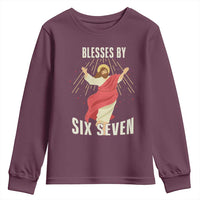 Christian 67 Meme Youth Sweatshirt Blesses By Six Seven Funny - Wonder Print Shop