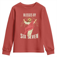 Christian 67 Meme Youth Sweatshirt Blesses By Six Seven Funny - Wonder Print Shop