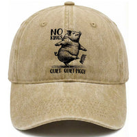 Quiet Piggy No Kings Washed Cotton Baseball Cap Funny Sarcastic Political