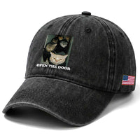 Open The Door Cats Lover Washed Cotton Baseball Cap Funny Cat Gang Sarcastic Meme