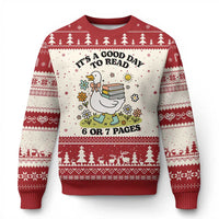 It’s A Good Day To Read 6 or 7 Pages Ugly Christmas Sweater Funny Six Seven Teacher Book Lover - Wonder Print Shop