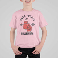 Hard Fought Hallelujah T Shirt For Kid Christian Boxing Gloves Bible Verse Faith - Wonder Print Shop