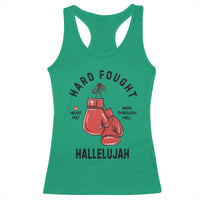 Hard Fought Hallelujah Racerback Tank Top Christian Boxing Gloves Bible Verse Faith - Wonder Print Shop