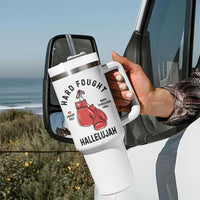 Hard Fought Hallelujah Tumbler With Handle Christian Boxing Gloves Bible Verse Faith - Wonder Print Shop