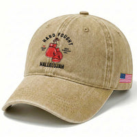 Hard Fought Hallelujah Washed Cotton Baseball Cap Christian Boxing Gloves Bible Verse Faith