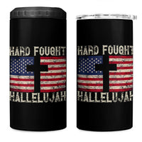 Hard Fought Hallelujah 4 in 1 Can Cooler Tumbler Patriotic Christian Faith American Flag - Wonder Print Shop