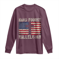 Hard Fought Hallelujah Long Sleeve Shirt Patriotic Christian Faith American Flag - Wonder Print Shop