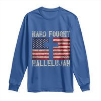 Hard Fought Hallelujah Long Sleeve Shirt Patriotic Christian Faith American Flag - Wonder Print Shop