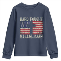 Hard Fought Hallelujah Youth Sweatshirt Patriotic Christian Faith American Flag - Wonder Print Shop