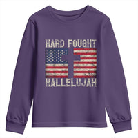Hard Fought Hallelujah Youth Sweatshirt Patriotic Christian Faith American Flag - Wonder Print Shop