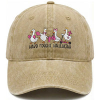 Hard Fought Hallelujah Washed Cotton Baseball Cap Funny Christian Goose
