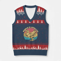 Mongo is Appalled V-Neck Knit Sweater Vest Vintage Princess Cat Riding Dinosaur