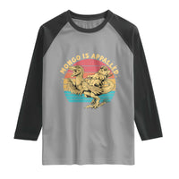 Mongo is Appalled Raglan Shirt Vintage Princess Cat Riding Dinosaur