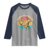 Mongo is Appalled Raglan Shirt Vintage Princess Cat Riding Dinosaur