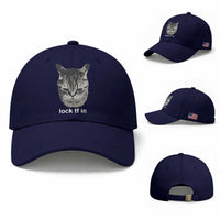Lock TF In Cat Baseball Cap Funny Gen Z Meme