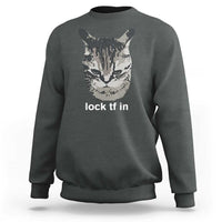Lock TF In Cat Sweatshirt Funny Gen Z Meme