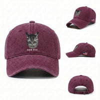 Lock TF In Cat Washed Cotton Baseball Cap Funny Gen Z Meme