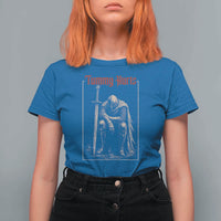 Tummy Hurts T Shirt For Women Funny Medieval Knight Dark Meme