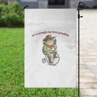 Off to Wrangle My Feral Grandkids Garden Flag Funny Cowboy Frog Grandpa Western Meme
