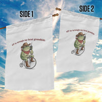 Off to Wrangle My Feral Grandkids Garden Flag Funny Cowboy Frog Grandpa Western Meme