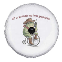 Off to Wrangle My Feral Grandkids Spare Tire Cover Funny Cowboy Frog Grandpa Western Meme