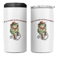 Off to Wrangle My Feral Grandkids 4 in 1 Can Cooler Tumbler Funny Cowboy Frog Grandpa Western Meme