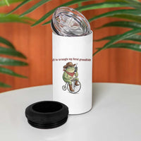 Off to Wrangle My Feral Grandkids 4 in 1 Can Cooler Tumbler Funny Cowboy Frog Grandpa Western Meme