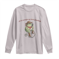 Off to Wrangle My Feral Grandkids Long Sleeve Shirt Funny Cowboy Frog Grandpa Western Meme
