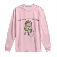 Off to Wrangle My Feral Grandkids Long Sleeve Shirt Funny Cowboy Frog Grandpa Western Meme