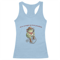 Off to Wrangle My Feral Grandkids Racerback Tank Top Funny Cowboy Frog Grandpa Western Meme