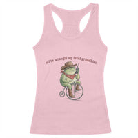 Off to Wrangle My Feral Grandkids Racerback Tank Top Funny Cowboy Frog Grandpa Western Meme