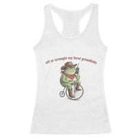 Off to Wrangle My Feral Grandkids Racerback Tank Top Funny Cowboy Frog Grandpa Western Meme