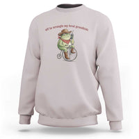 Off to Wrangle My Feral Grandkids Sweatshirt Funny Cowboy Frog Grandpa Western Meme