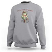 Off to Wrangle My Feral Grandkids Sweatshirt Funny Cowboy Frog Grandpa Western Meme