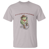 Off to Wrangle My Feral Grandkids T Shirt Funny Cowboy Frog Grandpa Western Meme