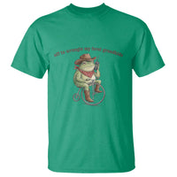 Off to Wrangle My Feral Grandkids T Shirt Funny Cowboy Frog Grandpa Western Meme