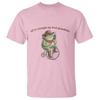 Off to Wrangle My Feral Grandkids T Shirt Funny Cowboy Frog Grandpa Western Meme