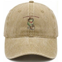 Off to Wrangle My Feral Grandkids Washed Cotton Baseball Cap Funny Cowboy Frog Grandpa Western Meme